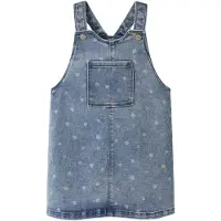Name It Mini Dongerikjole - NmfRosa - Medium+ Blue Denim/Flower - - 3 år (98) - Kjole