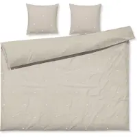 Juna dobbelt sengetøy 200x220 cm - 100% økologisk bomull - Daisy sand med broderte blomster