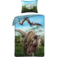 MCU Jurassic World Dinosauar Sengetøj 2i1 Design - 100 Procent Bomuld