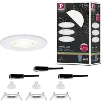 Paulmann innbyggingslampe NOVA, hvit, Ø 8 cm, fast, 2 700 K, sett med 3 stk.