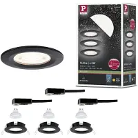 Paulmann innbyggingslampe NOVA, svart, Ø 8 cm, fast, 2 700 K, 3-pakning