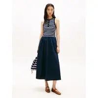 Tommy Hilfiger Gold Button Poplin Mix Ermeløs Kjole