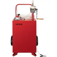 Vevor 20 gallon drivstoffbeholder, bensin- og dieseltank med manuell overføringspumpe, bærbar drivstofftank med 2 hjul og 10 fot slange, bensinbeholder for biler, gressklippere, ATV-er, båter, mer, rø