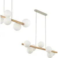 TK Lighting Estera hengelampe, opalglass, tre, 7 lyskilder