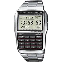Casio DBC 32D-1 kalkulatorklokke for menn, digital, lenke i rustfritt stål