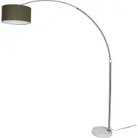 QAZQA Gulvlampe i stål med mørkegrønn skjerm 50 cm – XXL
