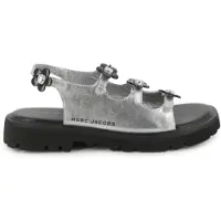 Marc Jacobs for girl. W60822 Silver metallic sandals (36), Leather, Flat, Buckle, Casual, children's fashion