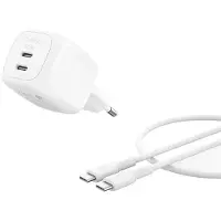 Belkin Dual Usb-c 50w Pd Pps + 1m Kabel Wch019kq1mwh-b6 Usb-c Vegglader