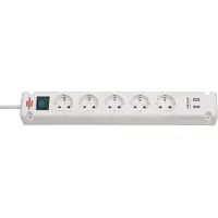 Brennenstuhl Bremounta stikkontaktlist 5-veis 2x USB-A hvit 3m med bryter