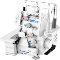 Vevor Serger Overlock Symaskin, 1250 sting per minutt, 3 og 4 tråders kapasitet, med LED-lys og sterke sugeføtter, kraftig metallramme symaskin for forskjellige stoffer, hvit