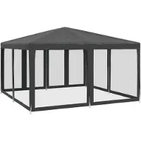 vidaXL Festtelt med 8 sidevegger av netting antrasitt 4x4 m HDPE