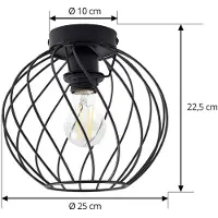 LINDBY taklampe Danika, Ø 25 cm, svart, metall
