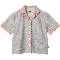 Wheat Skjorte k/e - Wilma - Air Blue Blomster - - 6 år (116) - Skjorte K/E