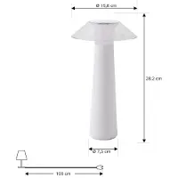LINDBY LED oppladbar utendørs bordlampe Gomba, hvit, dimbar