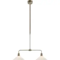 Markslöjd Hengelampe Vela, gammel messing, 2 lyskilder, glass, lengde 75 cm