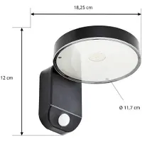 PRIOS LED-vegglampe Tarlson, rund, antrasitt, sensor