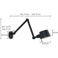 LUCANDE vegglampe Silka, svart, metall, 9,5 cm høy