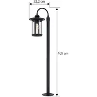 LINDBY veilampe Zayn, svart, glass, høyde 109 cm, IP65