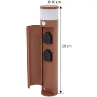 LUCANDE sokkellampe Corban, rust, sensor, stikkontakter, IP44