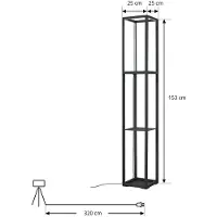 LINDBY LED-gulvlampe Birta, hylle, 155 cm, svart, metall