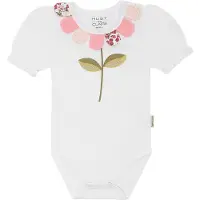 Hust and Claire Body k/e - Britt - Hvit m. Blomst - - 1 år (80) - Kortermet body