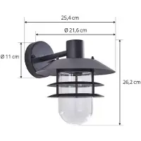 LINDBY utendørs vegglampe Meliora, svart, jern, IP44, E27