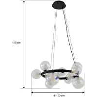 LUCANDE hengelampe Marvi, Ø 68 cm, svart, glass, metall