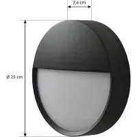 Arcchio utendørs LED-vegglampe, Gravo, Ø 25 cm, svart, IP65