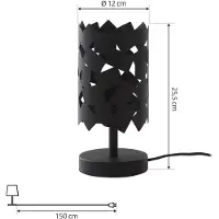 LUCANDE bordlampe Aeloria, svart, jern, Ø 12 cm, E27