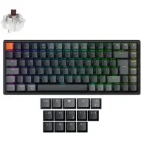 Keychron K2 - Version 3 - tastatur - ISO layout, QMK , mechanical - 75% - bakgrunnsbelyst - trådløs - Bluetooth 5.2, USB-C - QWERTY - Nordisk - tastsvitsj: Super Brown (Hot-swappable)