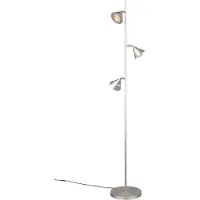 TRIO LED-gulvlampe Romeo, høyde 150 cm, nikkelfarget metall, 3 lyskilder
