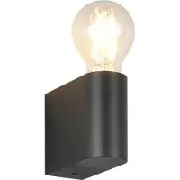 TRIO Vegglampe til bad Pratella, bredde 4 cm svart, plast IP44
