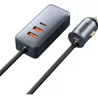 Baseus Share Together PPS Multi-port Fast charge Car Charger with Extension Cord 2U+2C 120W Space Gray