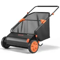 Vevor Push-plenfeiemaskin, 66 cm løv- og gressoppsamler med 7 kubikkfot beholderpose, justerbar børstehøyde og roterende børster, kraftig hagefeiemaskin med gummihjul for opprydding av løv og gress