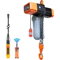 Vevor 2721 kg elektrisk kjettingtalje, 9,1 m løftehøyde, trefase traverskran med 100 m trådløs og 8,2 m kablet fjernkontroll, dobbel G100 kjettingtalje for fabrikker, lagerbygninger, garasjer