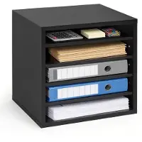 Vevor litteraturorganisator, kontorpostkasse med 5 rom og justerbare hyller, postkassesorterer i tre med MDF, benkeplate til kontor, klasserom, oppbevaringsorganisator for filer, dokumenter og papir,