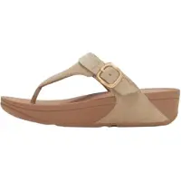 FitFlop for woman. A4J-923 Brown Lulu Buckle Leather Sandals (39), Beige, Flat, Suede, Casual