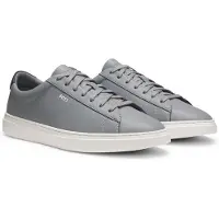 BOSS for man. 50552853 Kieran Tenn gray leather sneakers (43), Flat, Laces, Casual, Grey