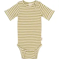 Petit Piao Body k/e - Rib/Modal - PpSky - Mosstone Striped - - 2 år (92) - Kortermet body