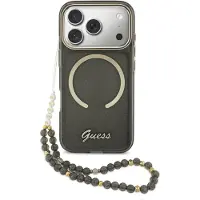 GUESS iPhone 17 Pro IML Glitter Script Rem-deksel - MagSafe-kompatibel - Svart