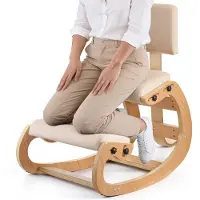 Vevor Ergonomisk Knestol, Knestol i Tre med Justerbare Tykke Skumputer, Ryggstøtte og Treramme, Justerbar Høyde, Lindring av Nakke- eller Ryggsmerter for Hjem, Kontor eller Meditasjon