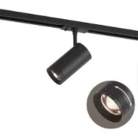 QAZQA Moderne svart spotlight for 1-fase skinnesystem inkl. LED roterbar og vippbar - Iconic Zoom