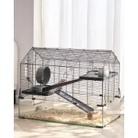 Vevor Hamsterbur, 360° visning gjennomsiktige hamsterhabitater, smådyrbur, 29,5 x 17,3 x 24 tommer, ventilerte musebur med vannflaske, bærbart hamsterhus for rotter, marsvin