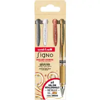 Uni-Ball Signo Gel Ink Penne 4stk ( sølv, hvid, bronze, guld) UM-153 broad 1,0mm streg