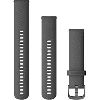 Garmin Quick Release Band - Klokkestropp for smart armbåndsur - 125 - 218 mm - svart med skiferbeslag - for Approach S40 Forerunner 245, 55, 645 Venu vívoactive 3 vívomove 3, HR, Luxe, Style