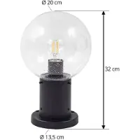 LINDBY sokkellampe Dangan, svart/klar, høyde 32 cm, glass