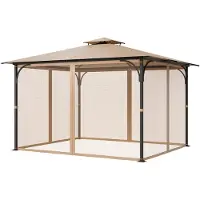 Vevor Paviljongnettutskiftning, passer de fleste 10 x 12 x 7,3 fot paviljonger, utendørs hagepaviljongnett, 4-panels sideveggnett paviljonggardin, terrassemyggnett med dobbel glidelås, baldakinnett (k