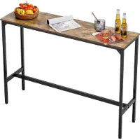Vevor barbord, solid metallramme høyt pubbord, smalt langt kjøkkenspisebord, cocktaildisk barhøyde skrivebord, enkel å montere, 55x15x39 tommer, for stuefester, rustikk brun og svart