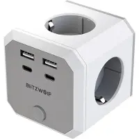 BlitzWolf Bw-ec2 8-i-1-strømkube 4xac/2 X Usb-a/2 X Usb-c