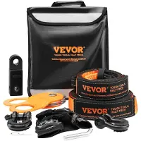 Vevor Off-Road Recovery Kit, 3" x 30', Heavy Duty Winch Recovery Kit med 30000 lbs slepestropper, 44092 lbs D-ring-sjakler, sjakkelmottaker, sjakkelremskive, hansker, oppbevaringspose for ATV-jeep-tru